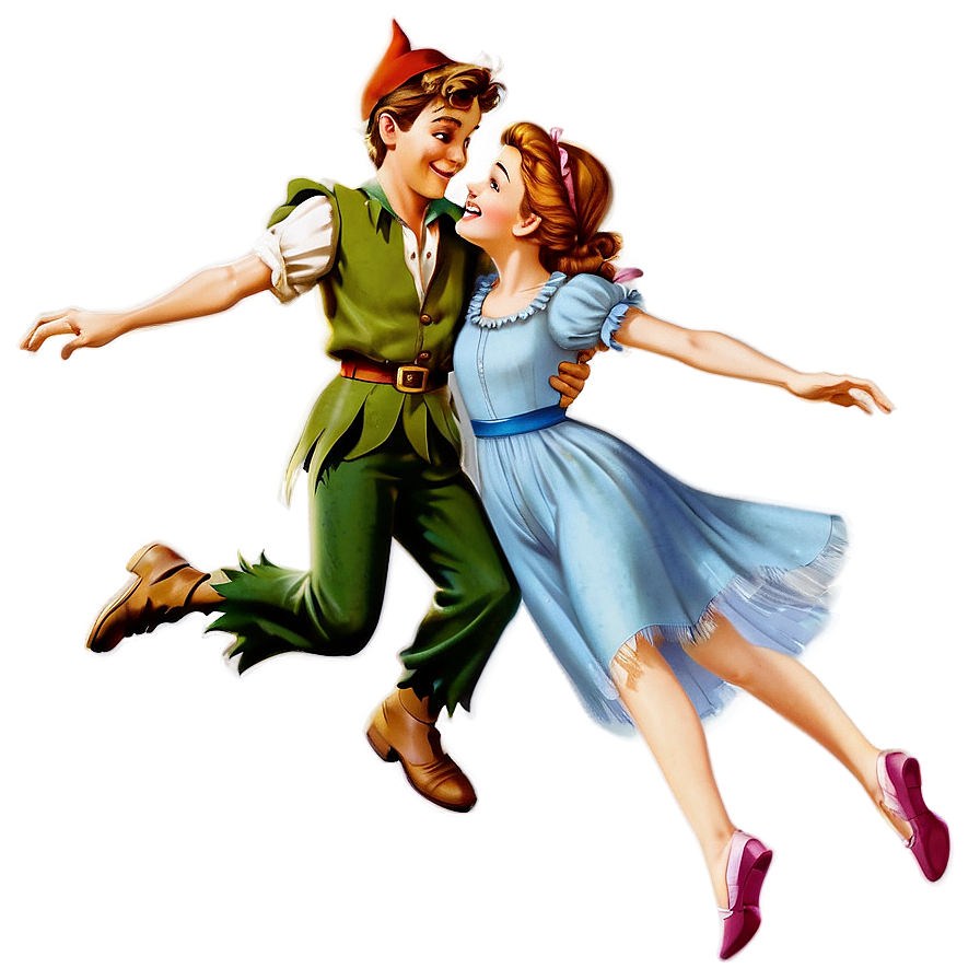 Peter Pan and Wendy Flying PNG etg73 PNG with transparent background