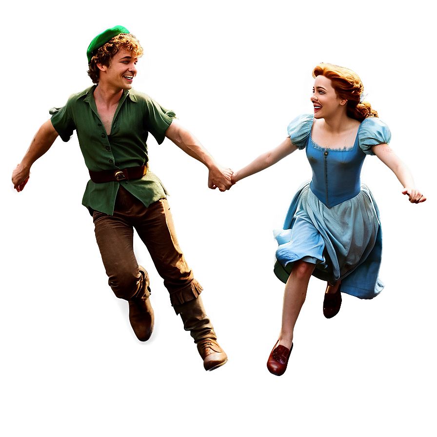 Peter Pan and Wendy Flying PNG ipp PNG with transparent background