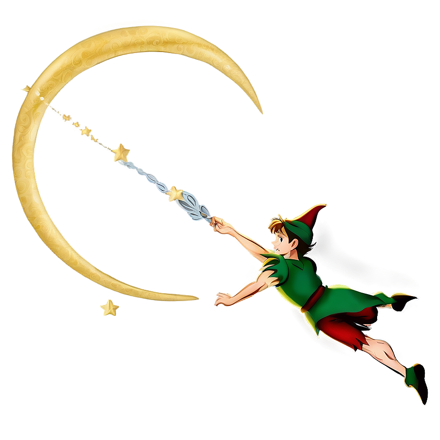 Peter Pan Flying Over Moon PNG 06112024 PNG with transparent background