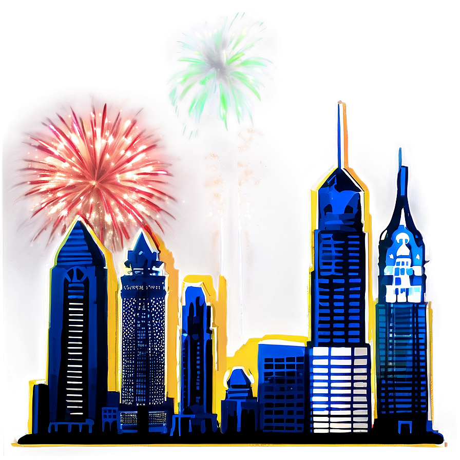 Philadelphia Skyline With Fireworks Png Kjc