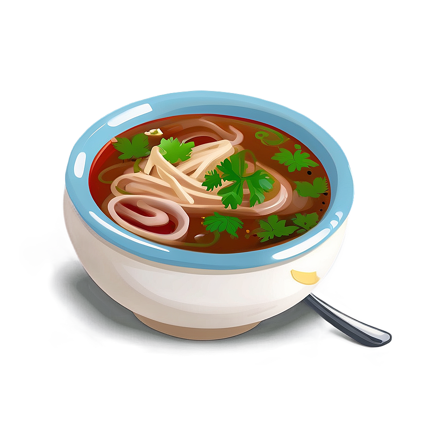 Pho Soup On Wooden Table Png 11