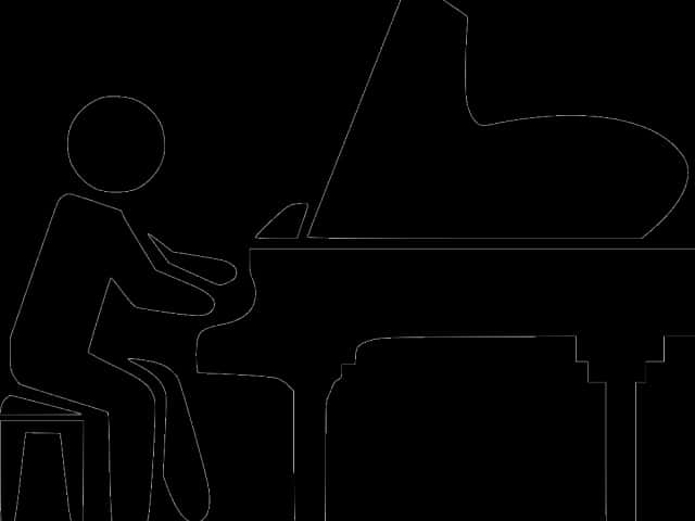 Pianist Silhouetteat Grand Piano