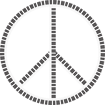 Piano Keyboard Peace Symbol PNG with transparent background