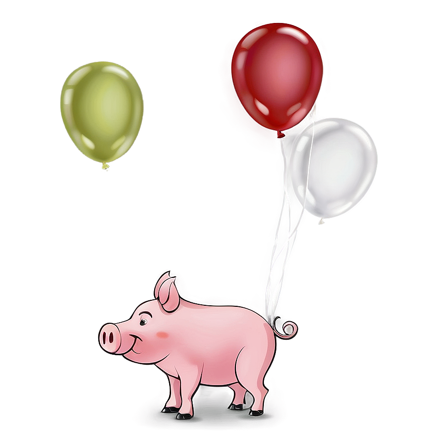 Pig With Balloons Png Tcr