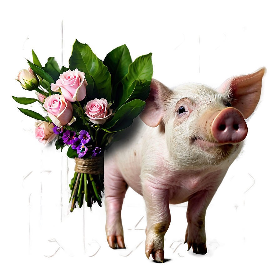 Pig With Flowers Png Tty