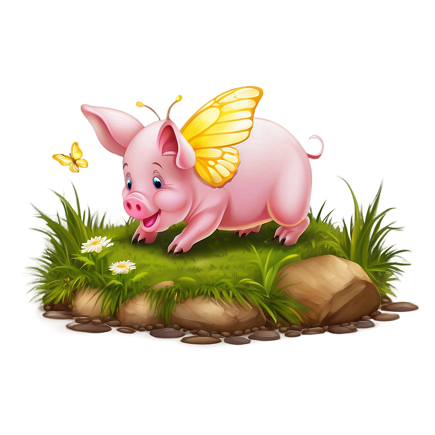 Piglet With Butterfly Png Qho81