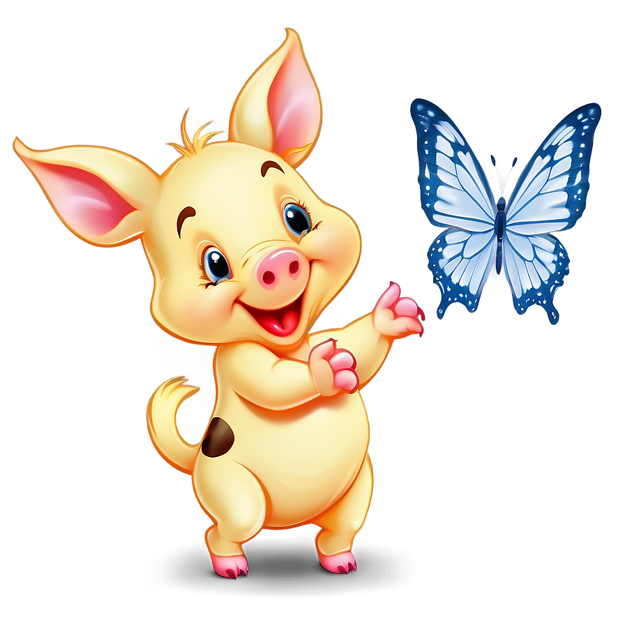 Piglet With Butterfly Png Vvy77