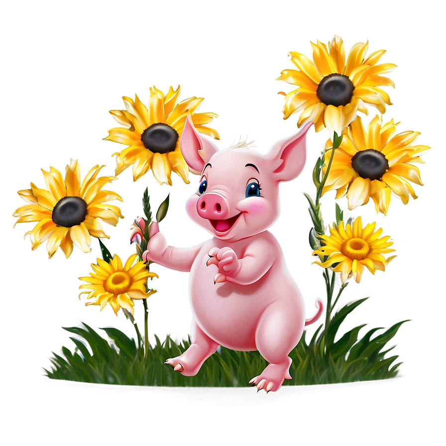 Piglet With Flowers Png 97