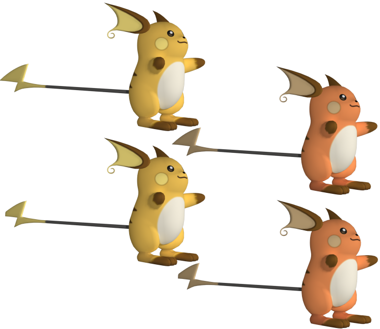 Pikachu Raichu Evolution Sequence PNG with transparent background