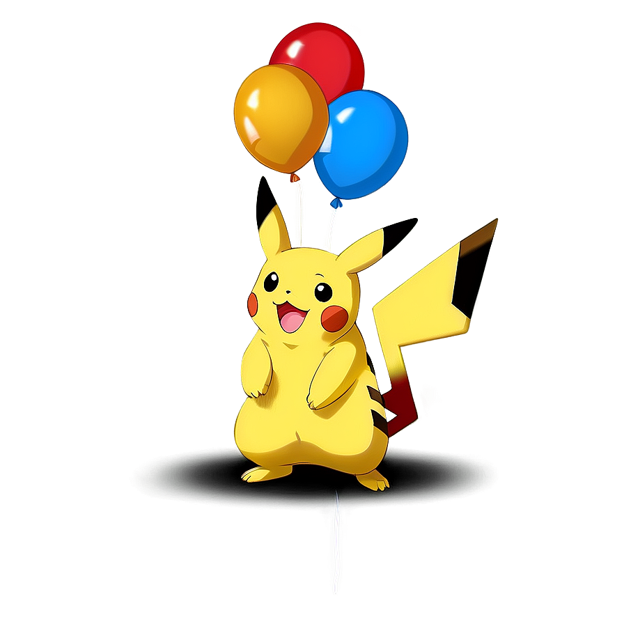 Pikachu with Balloons PNG jgb50 PNG with transparent background