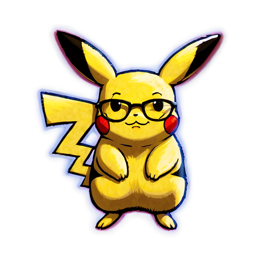 Pikachu with Glasses PNG vnt PNG with transparent background