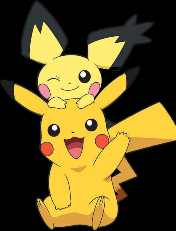 Pikachuand Pichu Happy Illustration