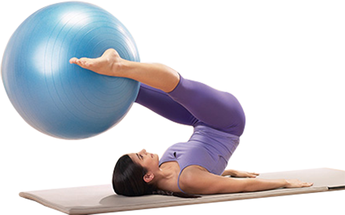 Pilates Ball Back Extension Exercise PNG with transparent background