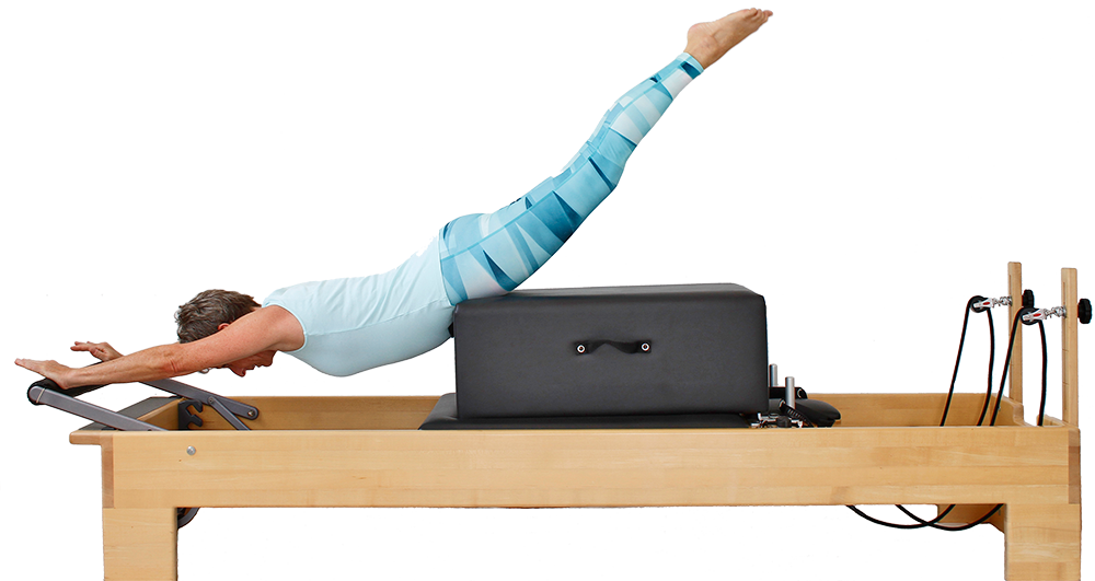 Pilates Reformer Swan Dive Exercise PNG with transparent background