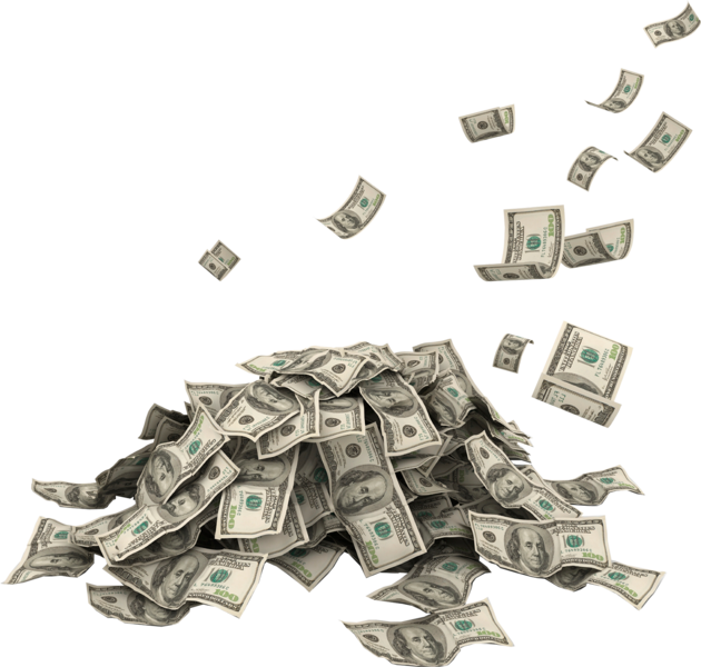 Pileof Cash Falling Dollars Vector