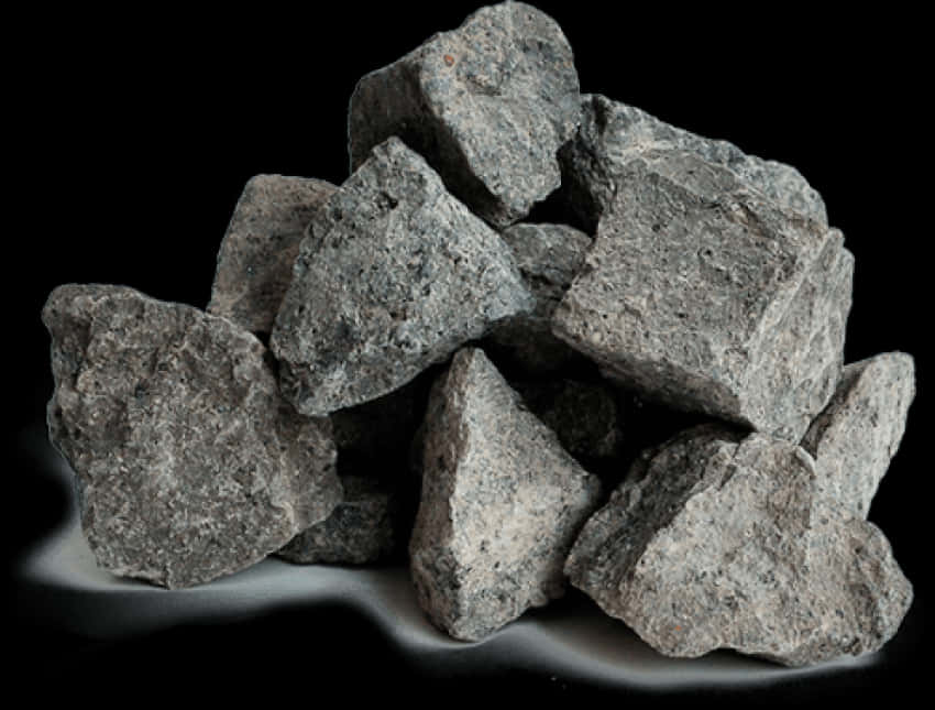 Pileof Granite Rockson Black Background PNG with transparent background