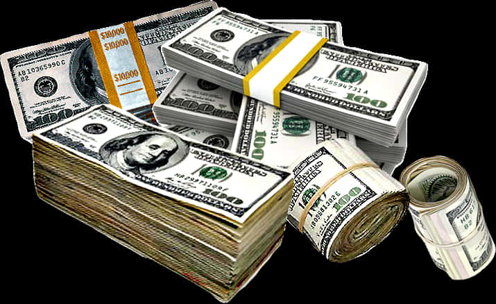 Pilesof U S Dollars Cash PNG image with a transparent background, free high-resolution download