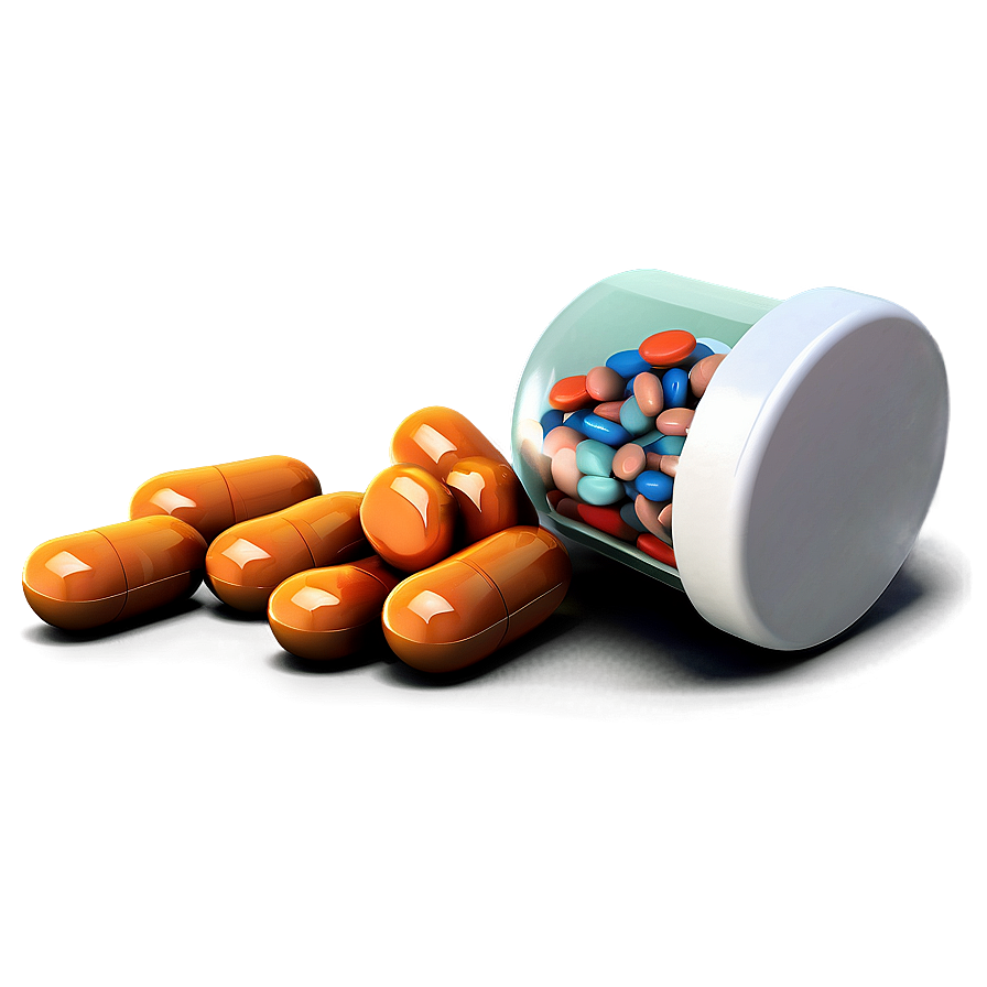 Pill Bottle And Pills Png Unl1