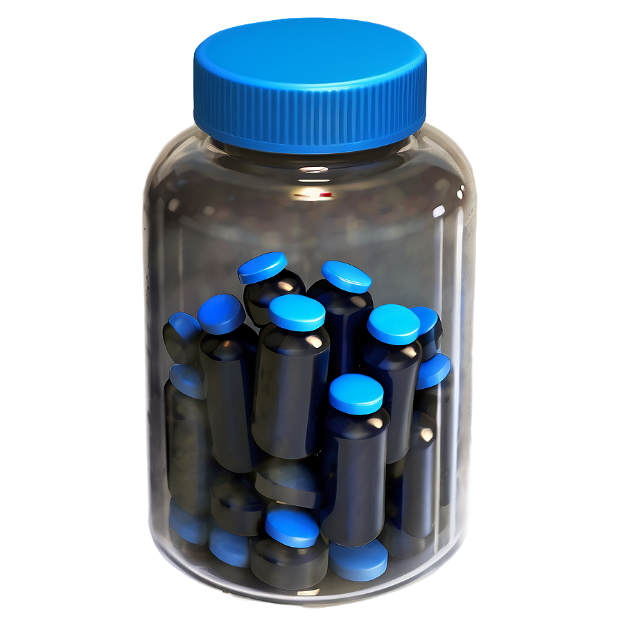 Pill Bottle With Blue Pills Png 05252024