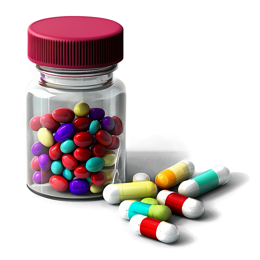 Pill Bottle With Mixed Pills Png 05252024