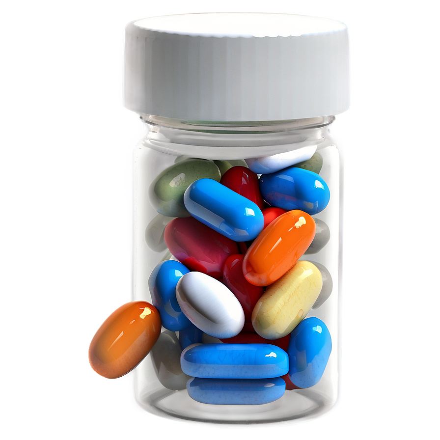 Pill Bottle With Mixed Pills Png 05252024