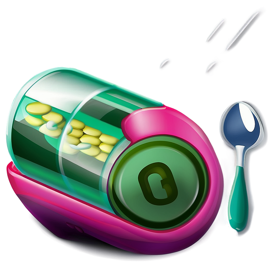 Pill Bottle With Spoon Png 11