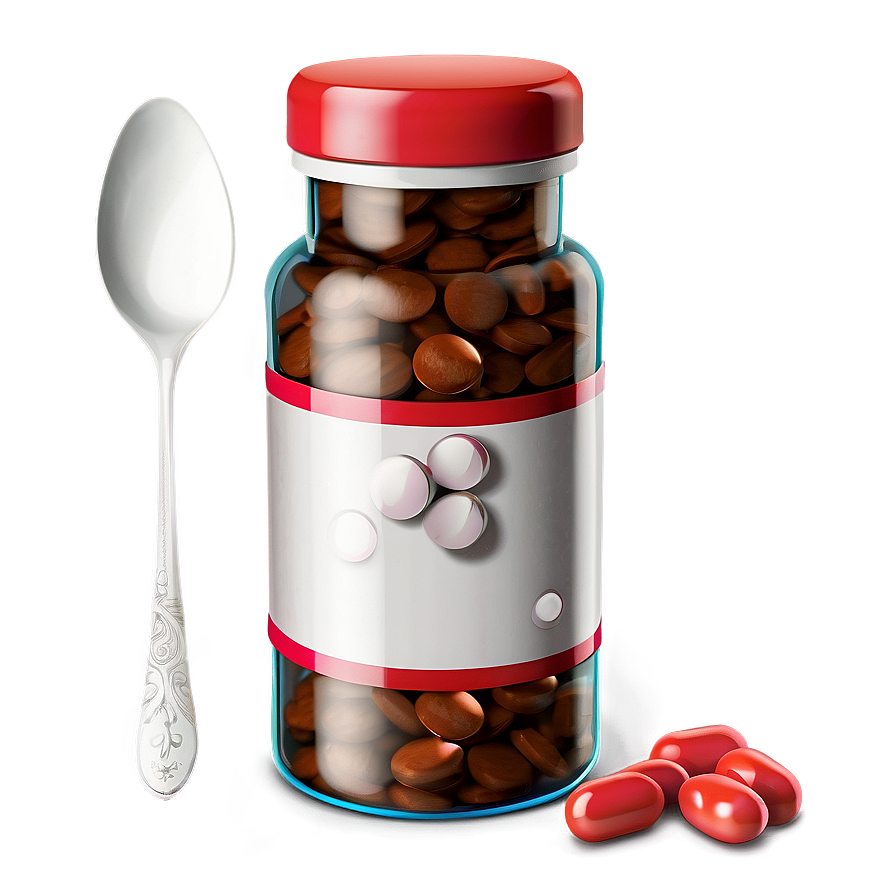 Pill Bottle With Spoon Png 87