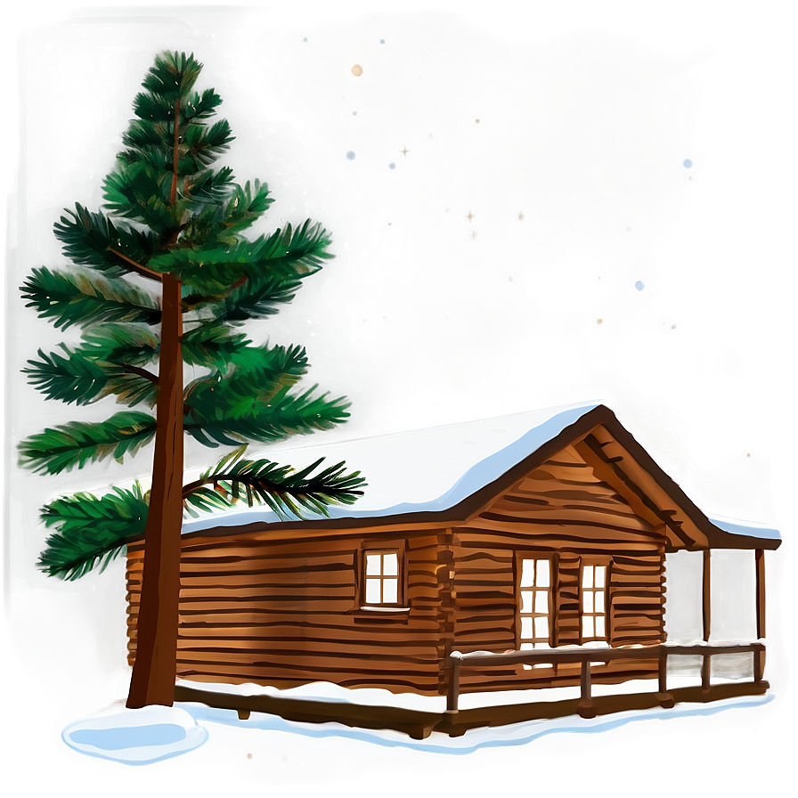 Pine Tree and Cabin Night Scene PNG 06132024 PNG with transparent background