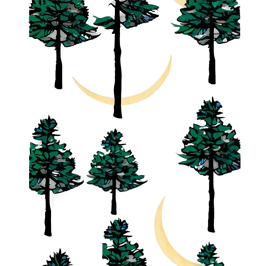 Pine Trees And Moon Png 05252024