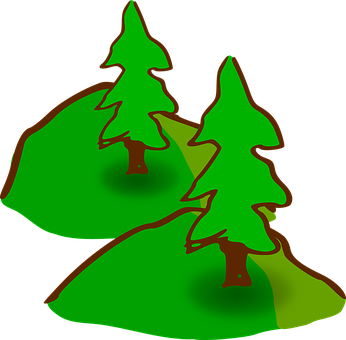 Pine Treeson Hills Vector PNG with transparent background