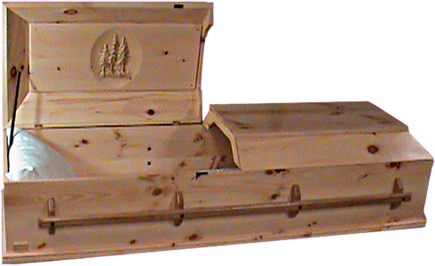 Pine Wood Coffinwith Open Lid