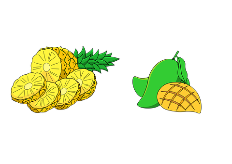 Pineapple_and_ Mango_ Vector_ Art PNG with transparent background