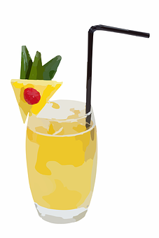 Pineapple Cocktail Illustration PNG with transparent background