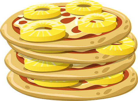 Pineapple Pepperoni Pizza Stack Illustration PNG with transparent background