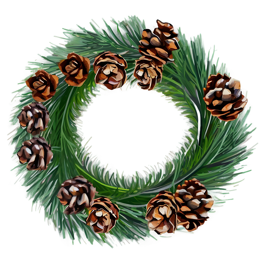 Pinecone And Evergreen Wreath Png Qrl95