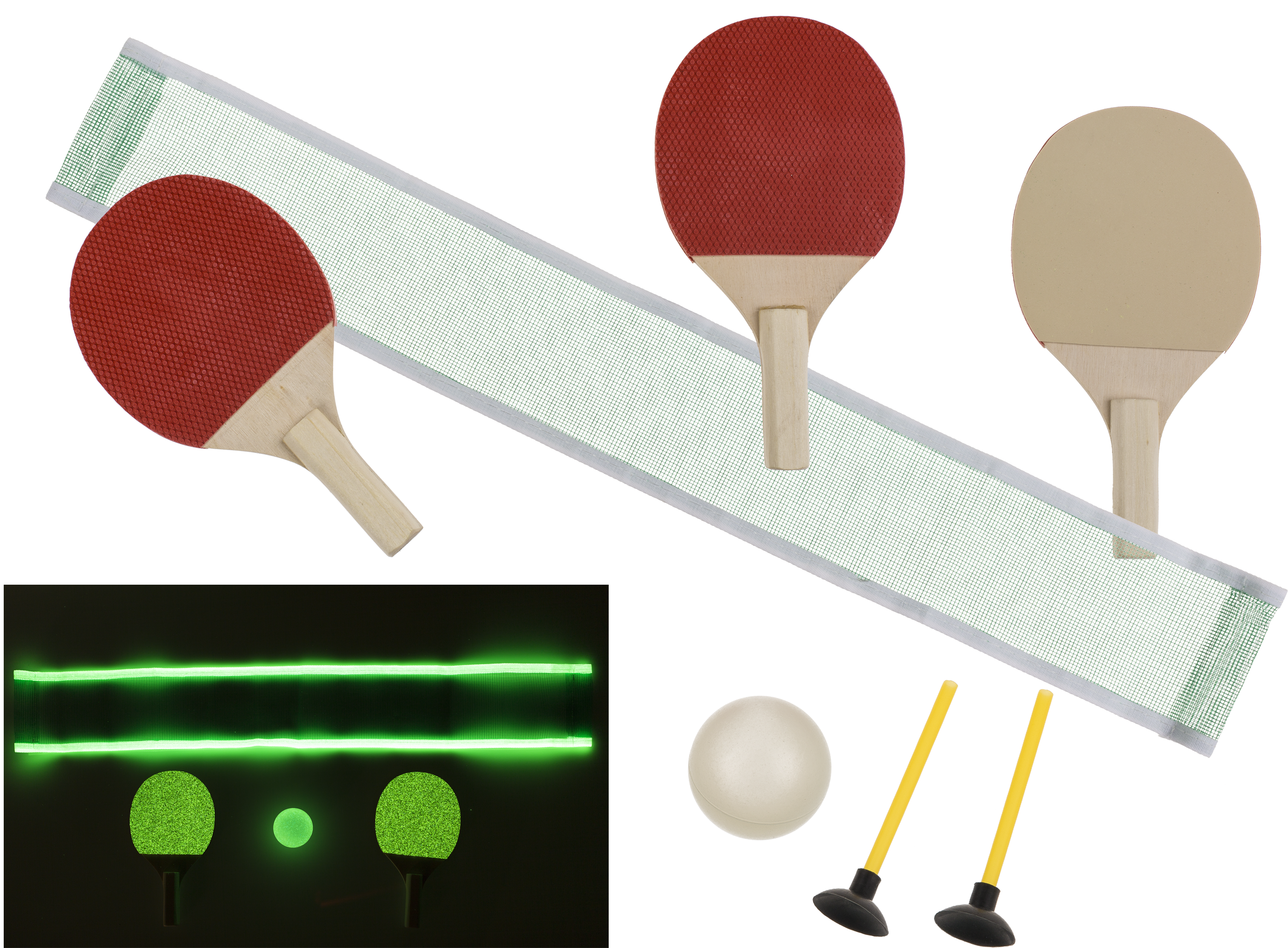 Ping Pong Equipmentand Glowing Table