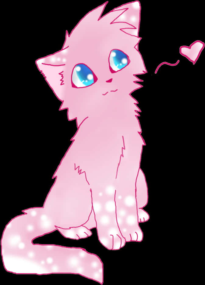 Pink Anime Catwith Heart