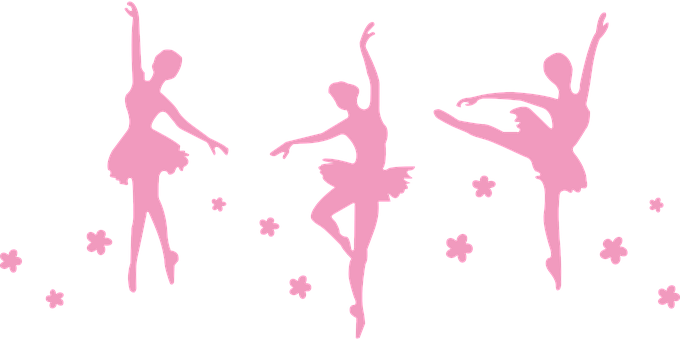 Pink_ Ballet_ Dancers_ Silhouettes PNG with transparent background