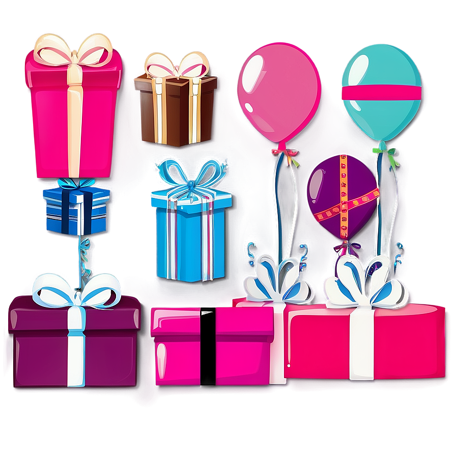 Pink Balloons And Gifts Png 30