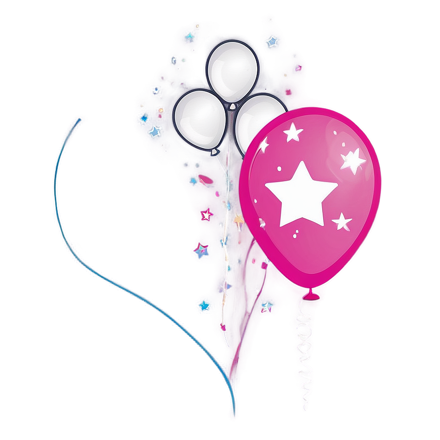 Pink Balloons And Stars Png 34