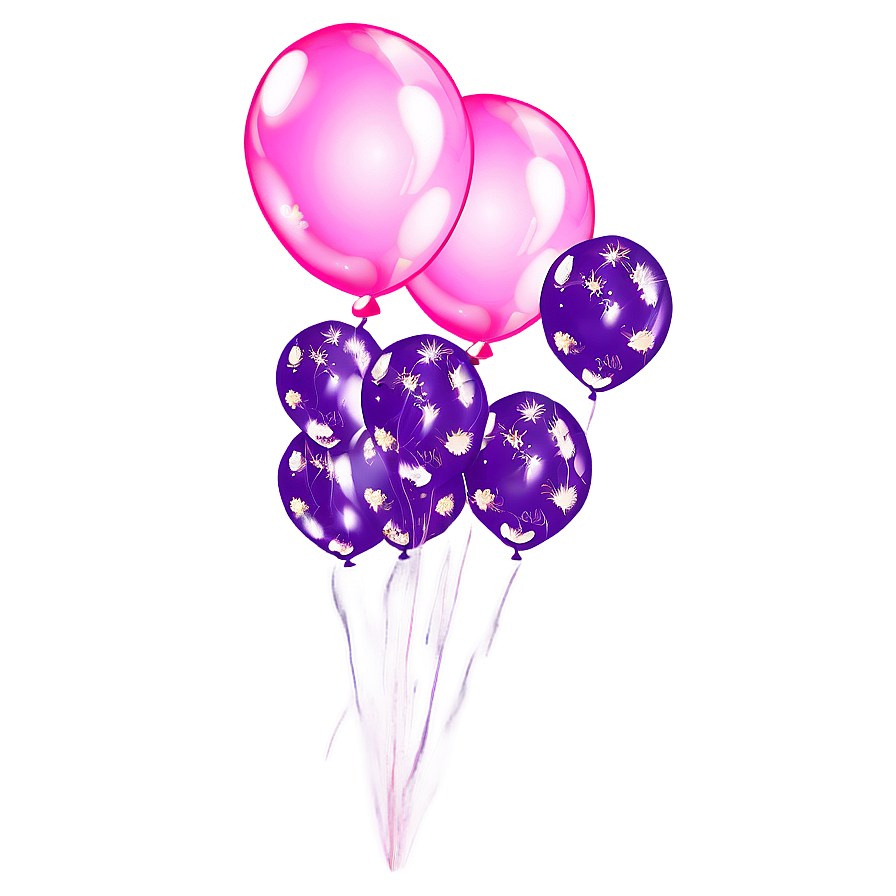 Pink Balloons With Glitter Png Yjv75