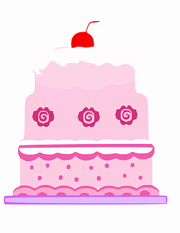 Pink Birthday Cake Illustration PNG with transparent background