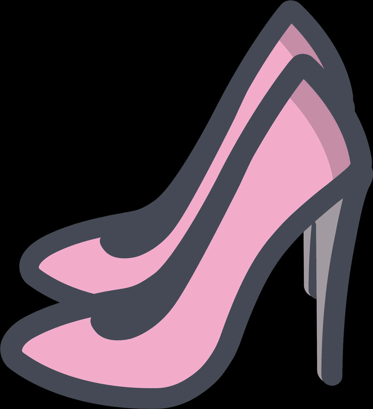 Pink Black High Heel Clipart PNG image with a transparent background, free high-resolution download