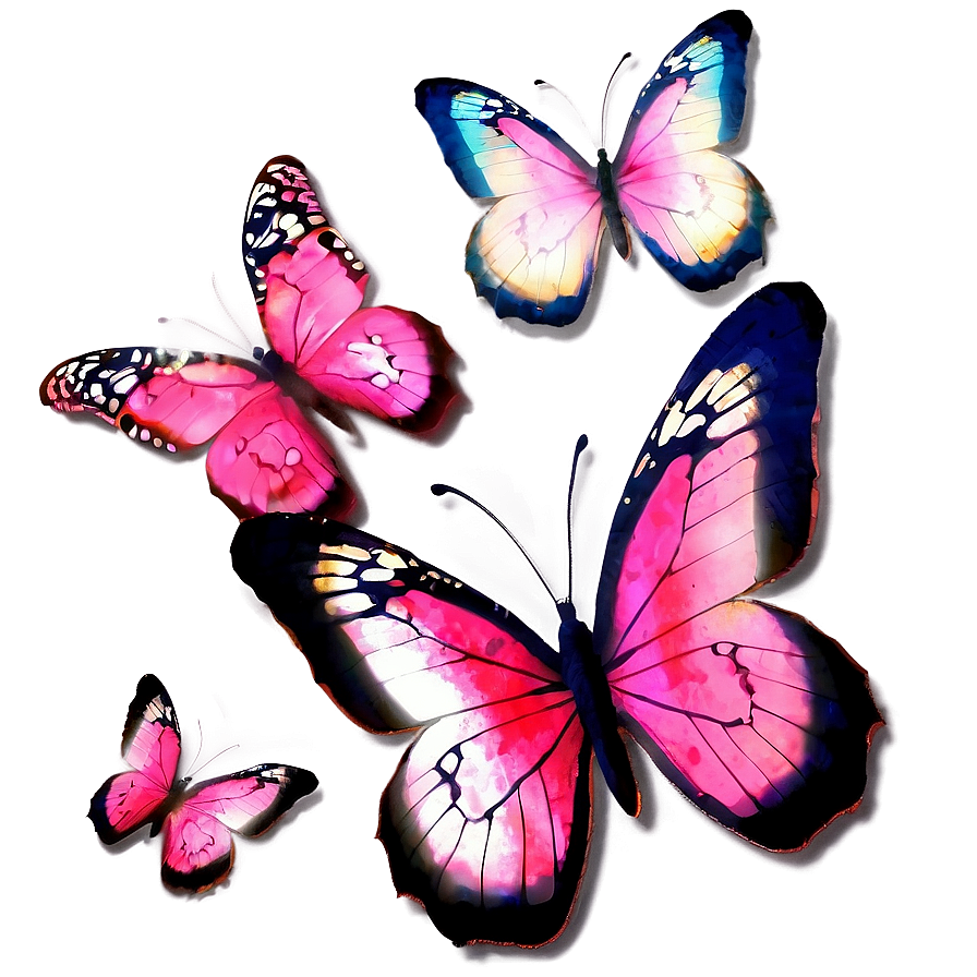 Pink Butterflies Png Shb