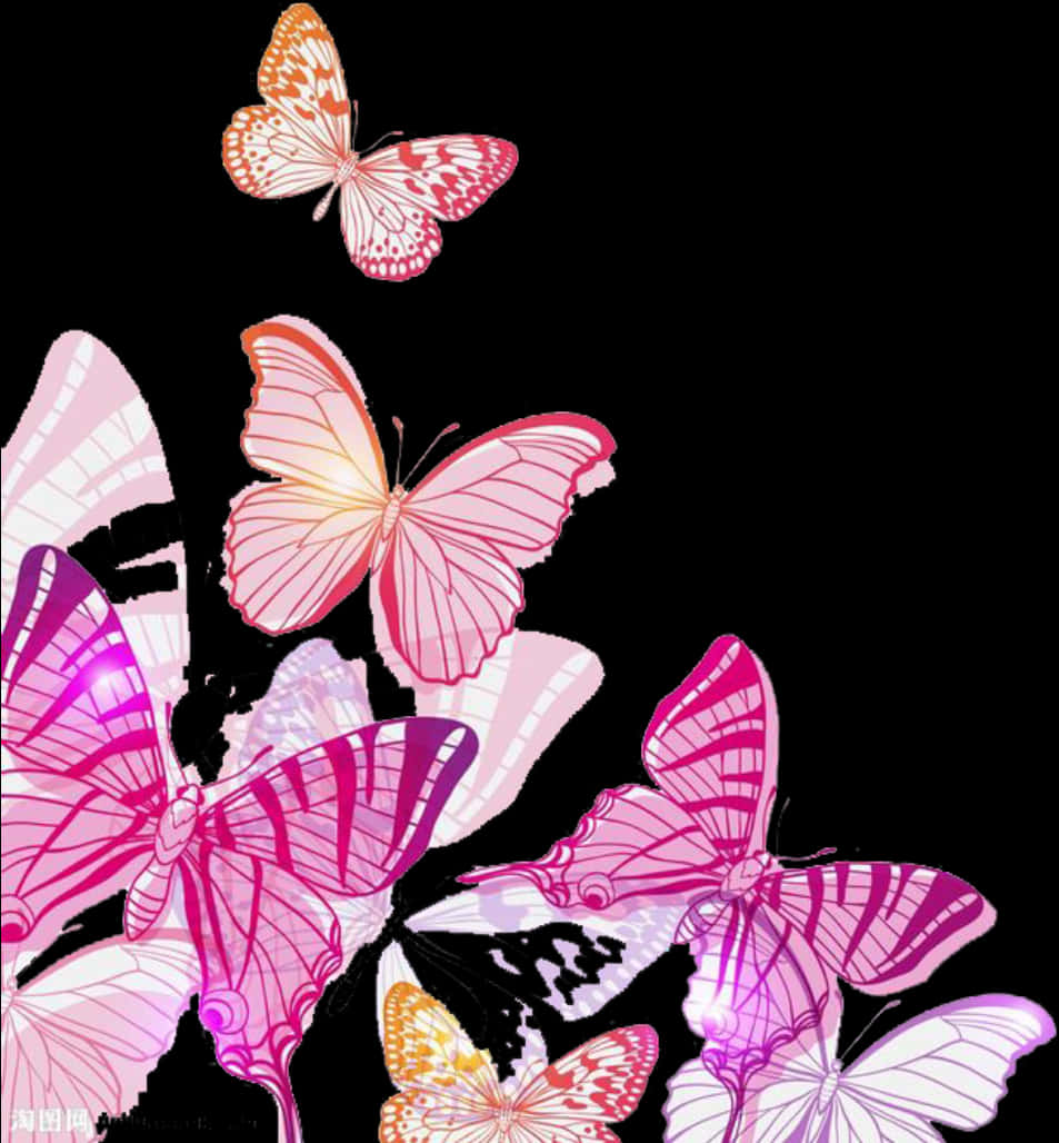 Pink Butterfly Vector Art