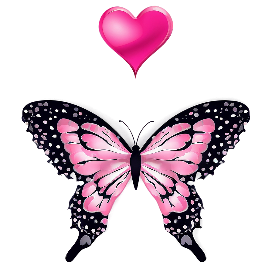 Pink Butterfly With Heart Details Png 05232024