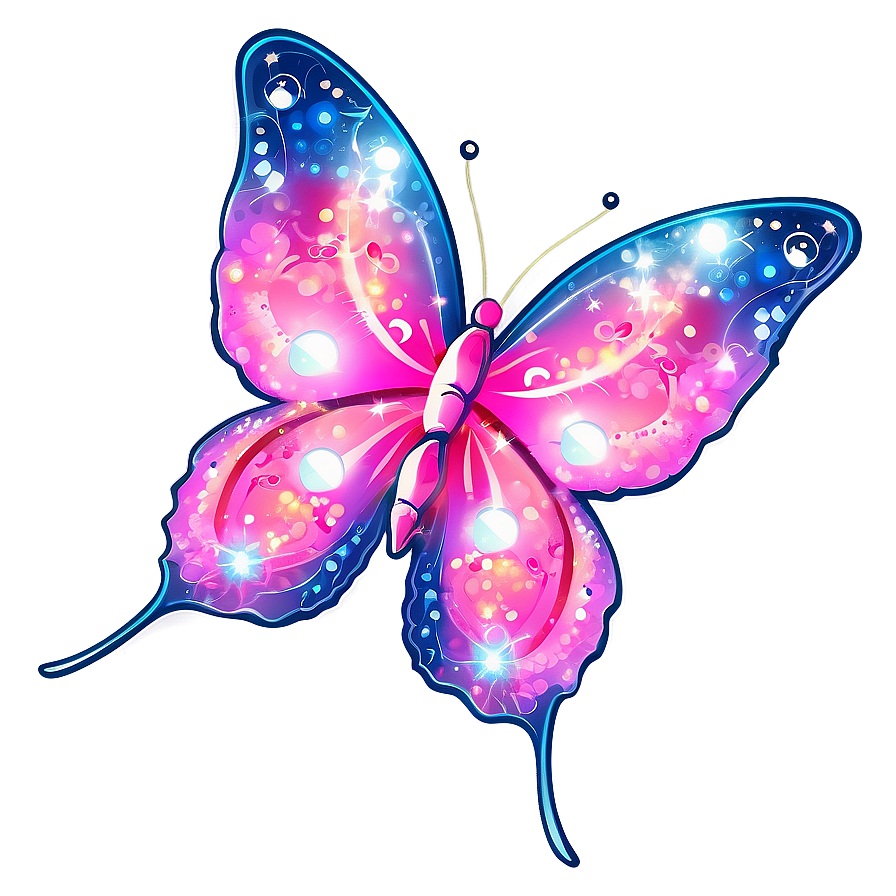 Pink Butterfly With Sparkles Png 94