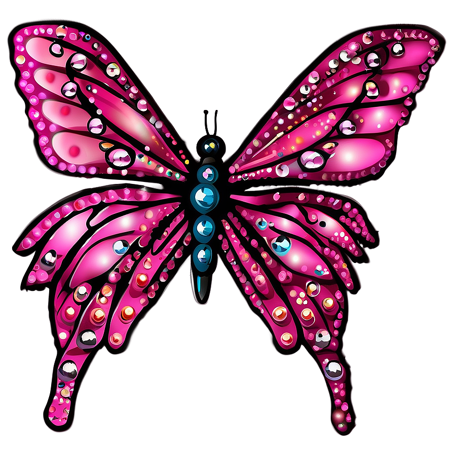 Pink Butterfly With Sparkles Png Ura