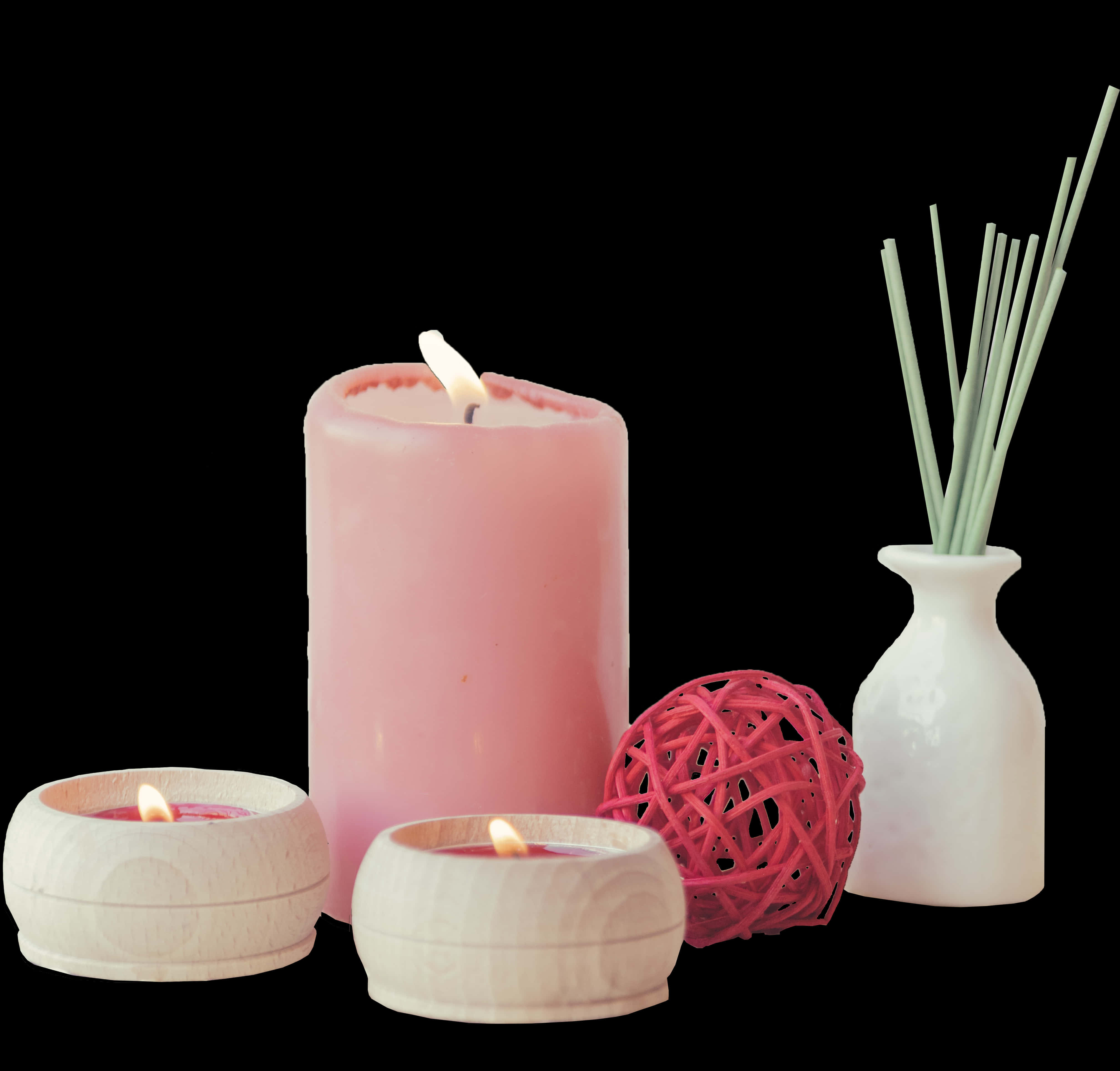Pink Candlesand Home Decor PNG with transparent background