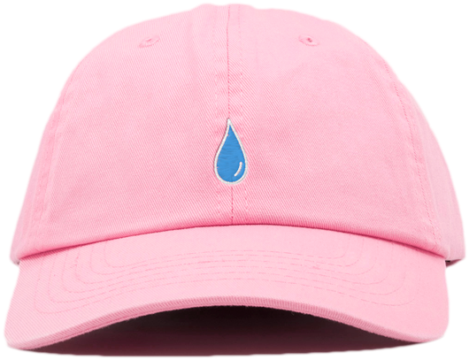Pink cap blue teardrop embroidery PNG image with a transparent background, free high-resolution download